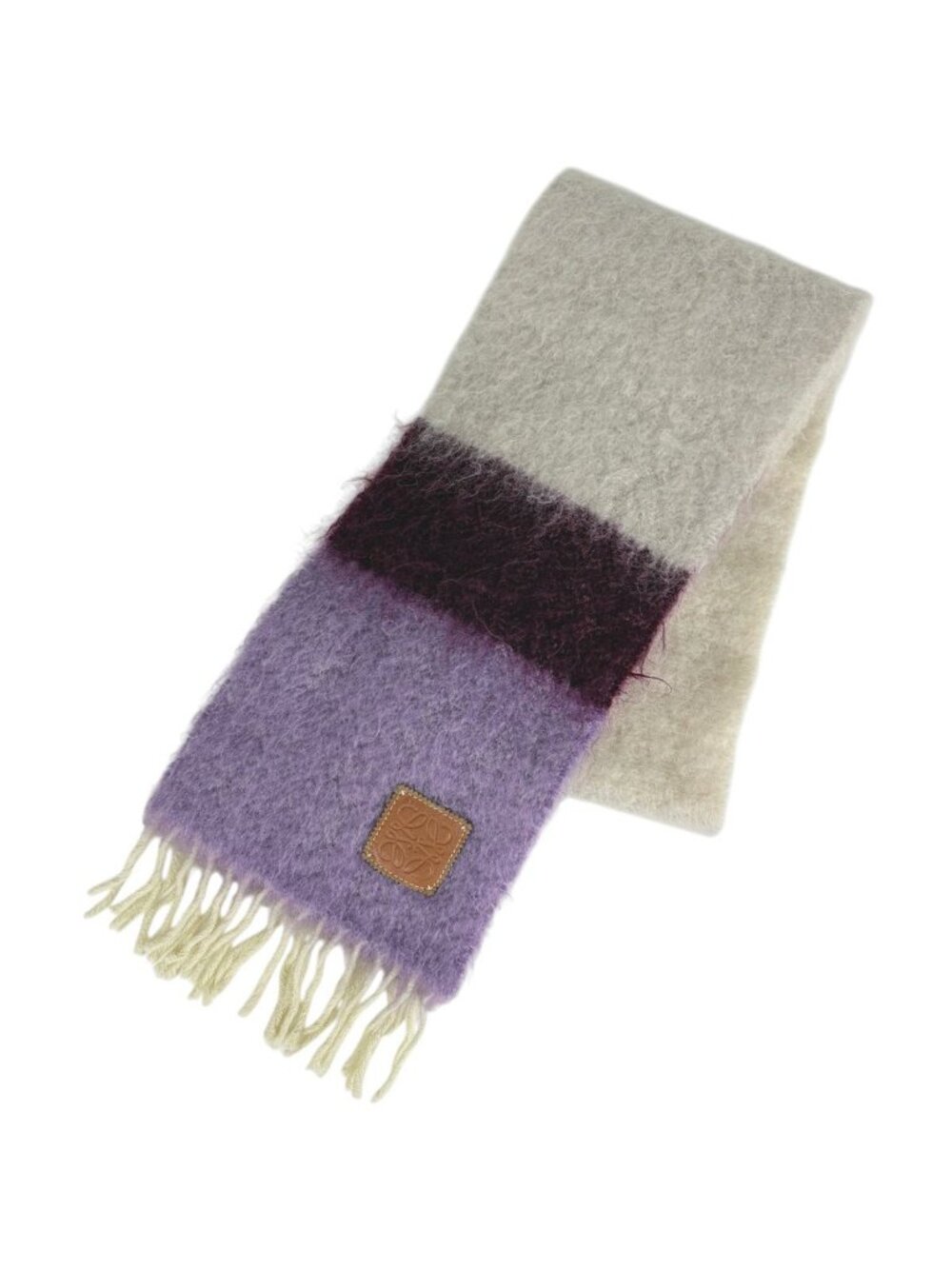 Loewe Scarf Anagram Fringe Mohair Wool Nylon Purple Multicolor